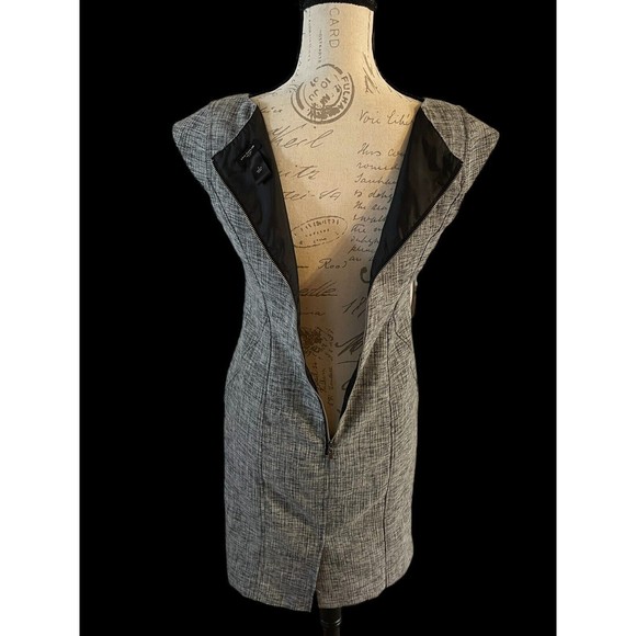 Ann Taylor Women’s Dress Sz 0 Grey Denim Look Sheath Cap Sleeve 3/4 Zipper - Picture 7 of 10